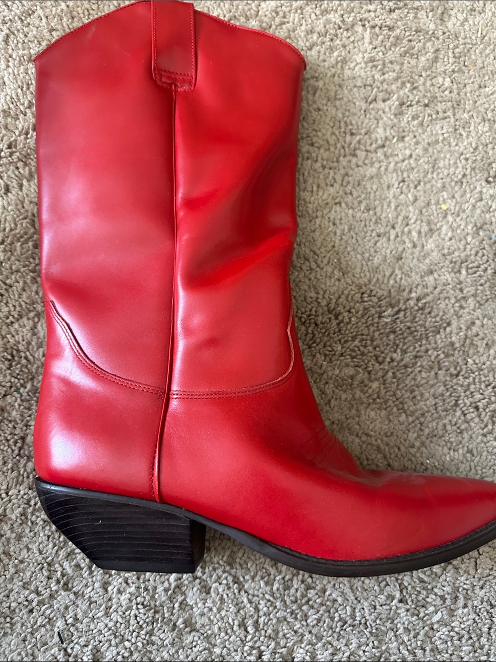 Red Leather Western Knee-High Boots - size 8 Cowboy cowgirl boots - Picture 2 of 8